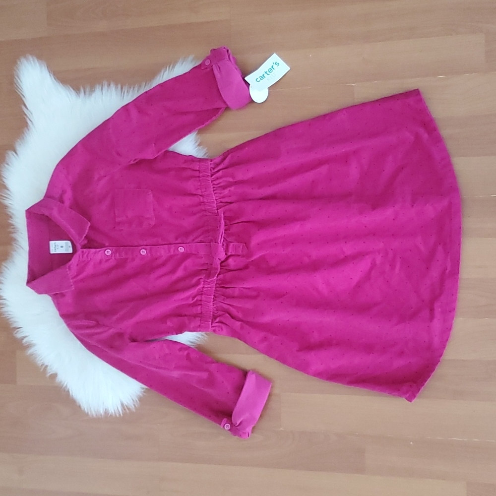 NWT Carters pink polka dot cordoroy dress sz 8